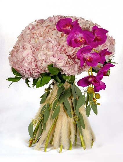 Pink Hydrangea with Orchids